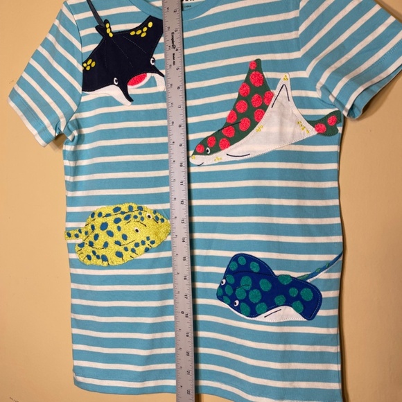 Boden Blue Striped Kids Shirt with Colorful Sea Creatures - Picture 4 of 13